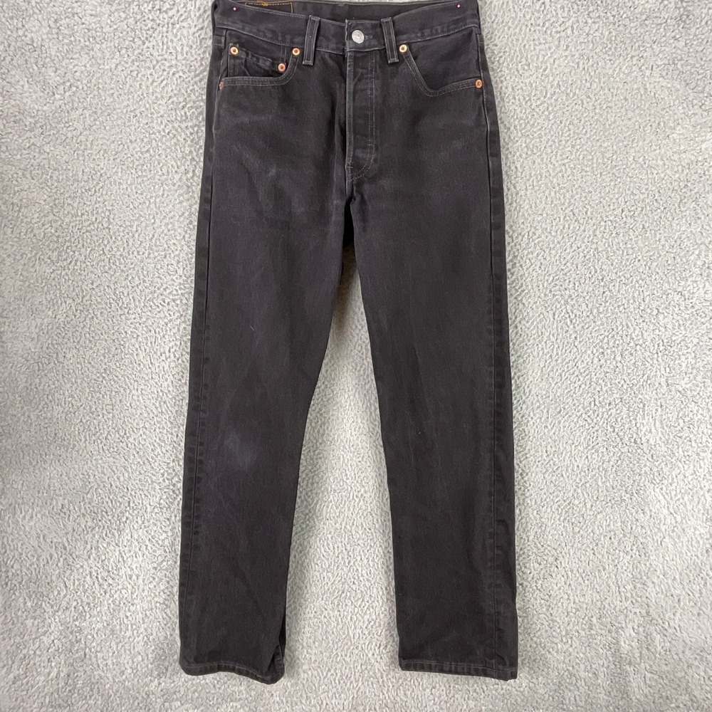 Vintage Levis 501 Jeans Mens 29x30 Black Straight‎ Denim Button Fly Made USA 90s